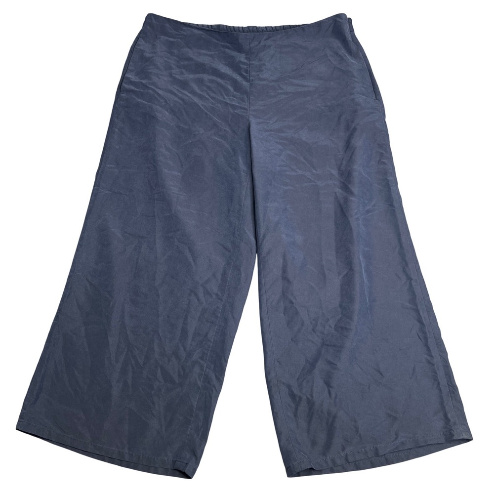 J. Jill Navy Blue Modal Blend Wide Leg Cropped Pants Side Zip XL